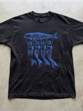 Mermaid Illustration Gildan T-Shirt Graphic Print Soft Cotton Top